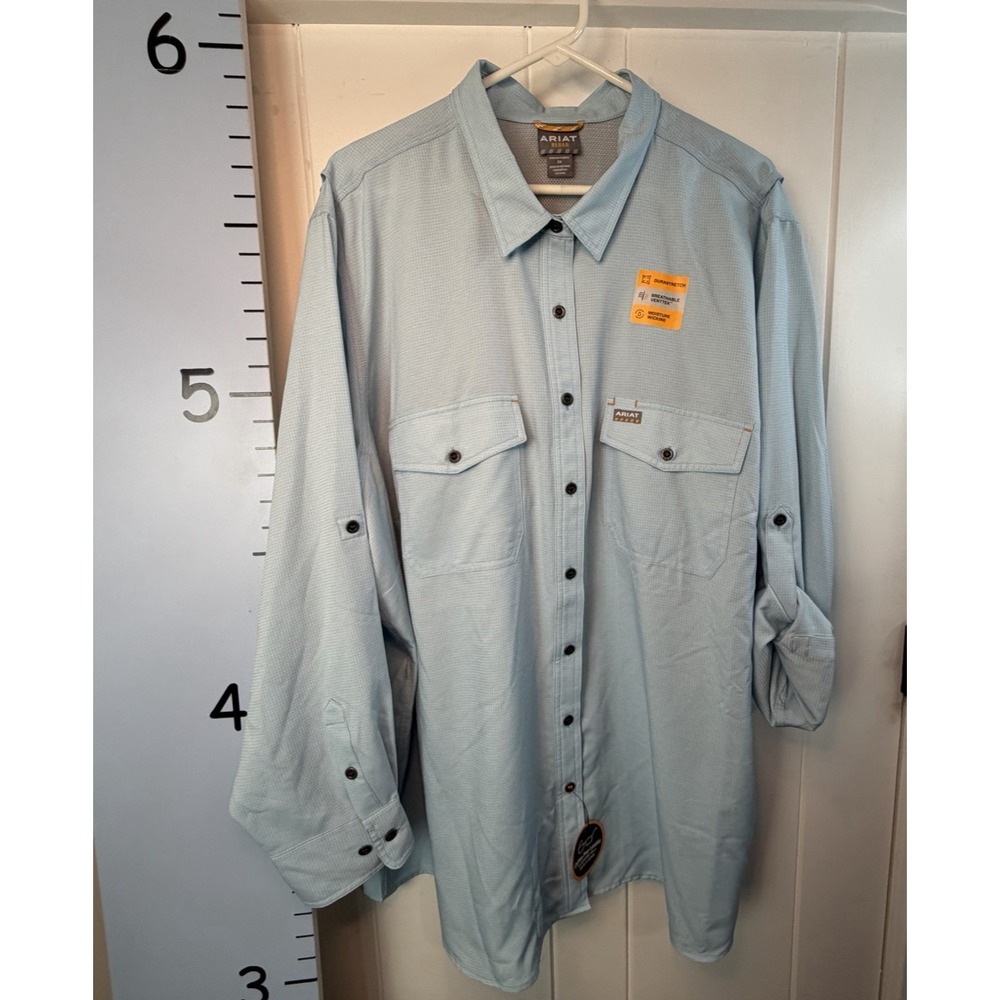Women's Ariat PFG Fishing Hiking L/S Blue Button Down Shirt Large UPF 50
